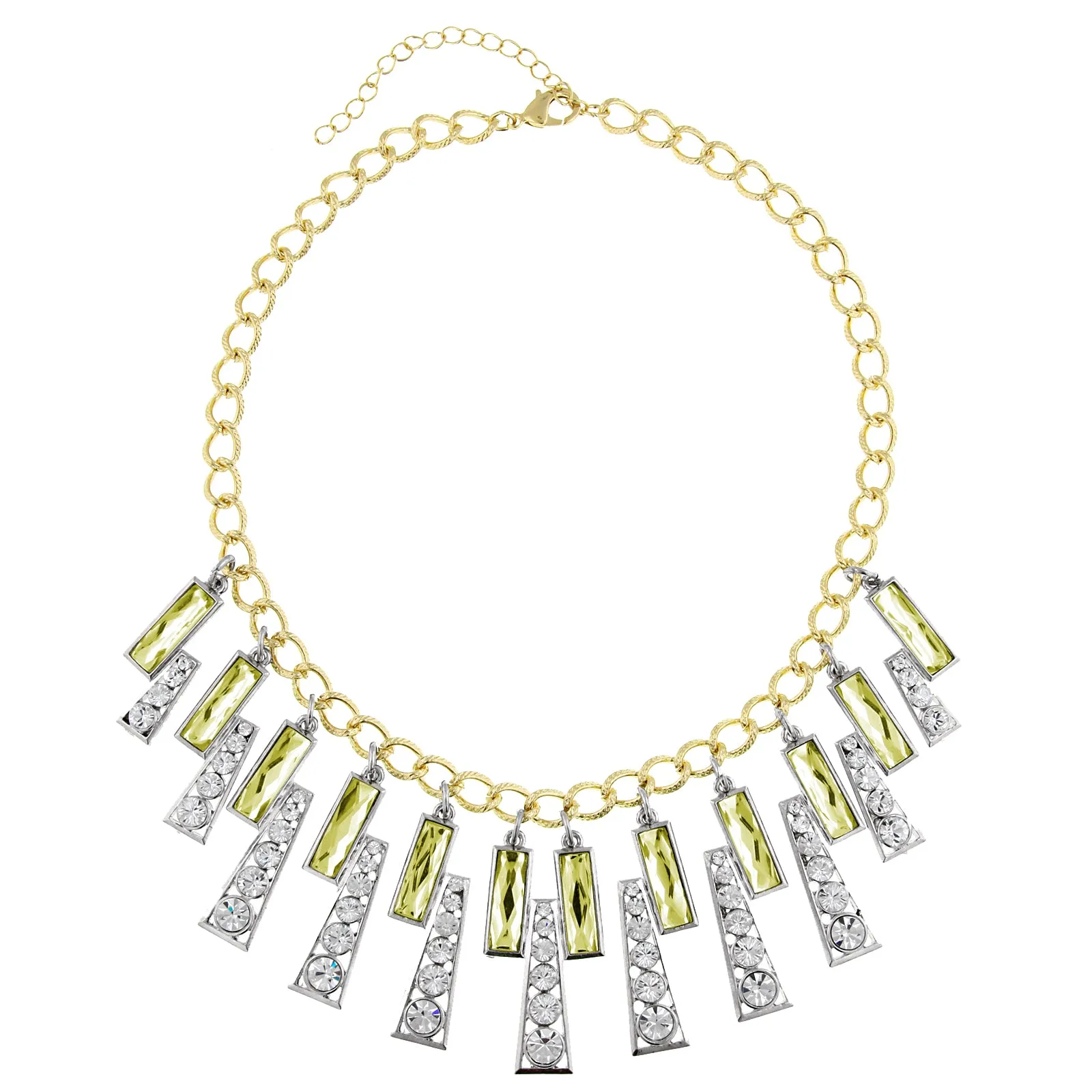 1928 Jewelry Gold And Crystal Wide Collar Bib Necklace 16"   3" Extender 1928 Jewelry