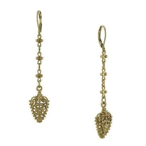 1928 Jewelry Gold Art Nouveau Inspired Filigree Linear Earrings 1928 Jewelry