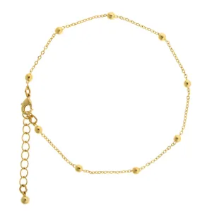 1928 Jewelry Gold Beaded Chain Anklet 9"   1.5" Extension 1928 Jewelry