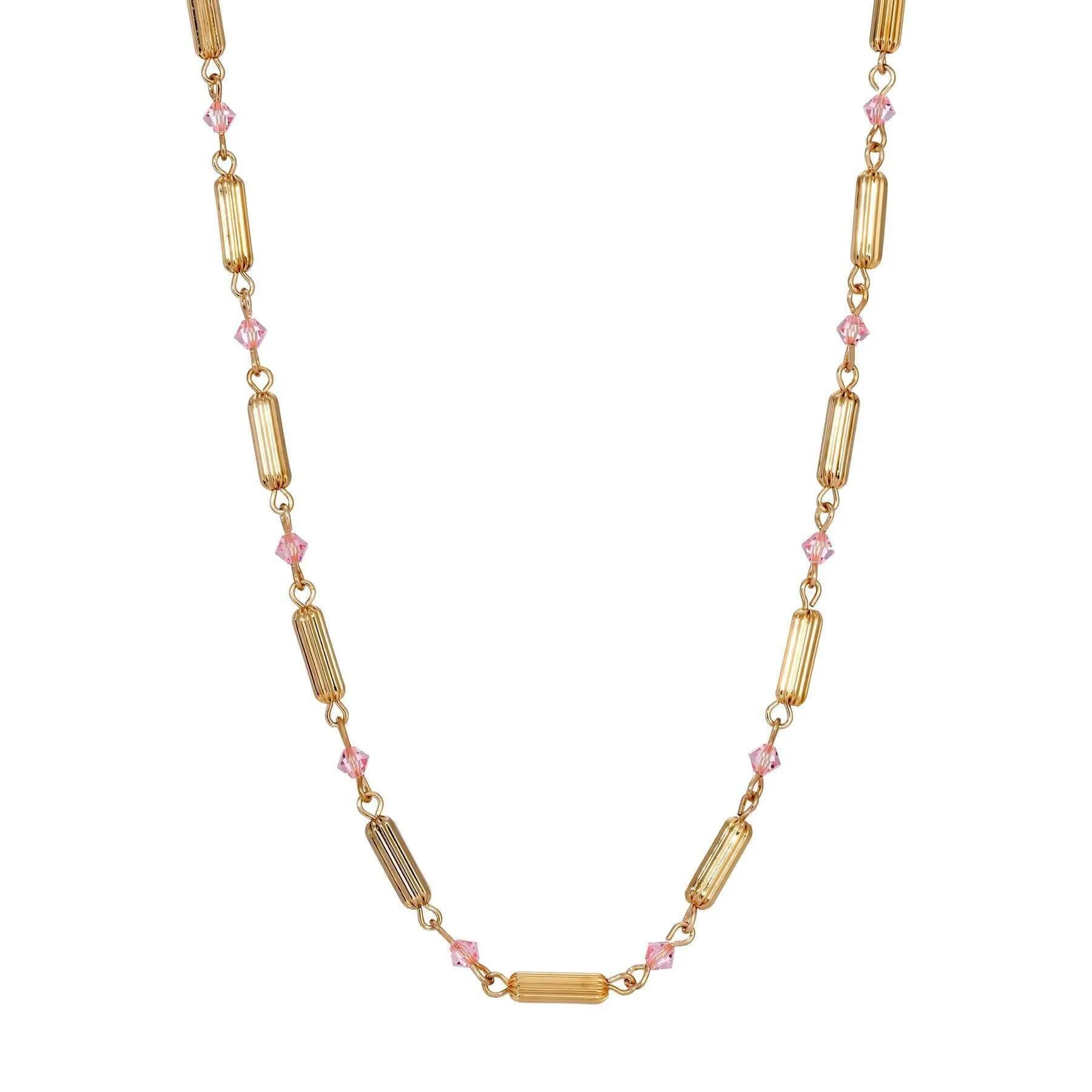 1928 Jewelry Gold Beaded Crystal Lantern Necklace 15"   3" Extension 1928 Jewelry