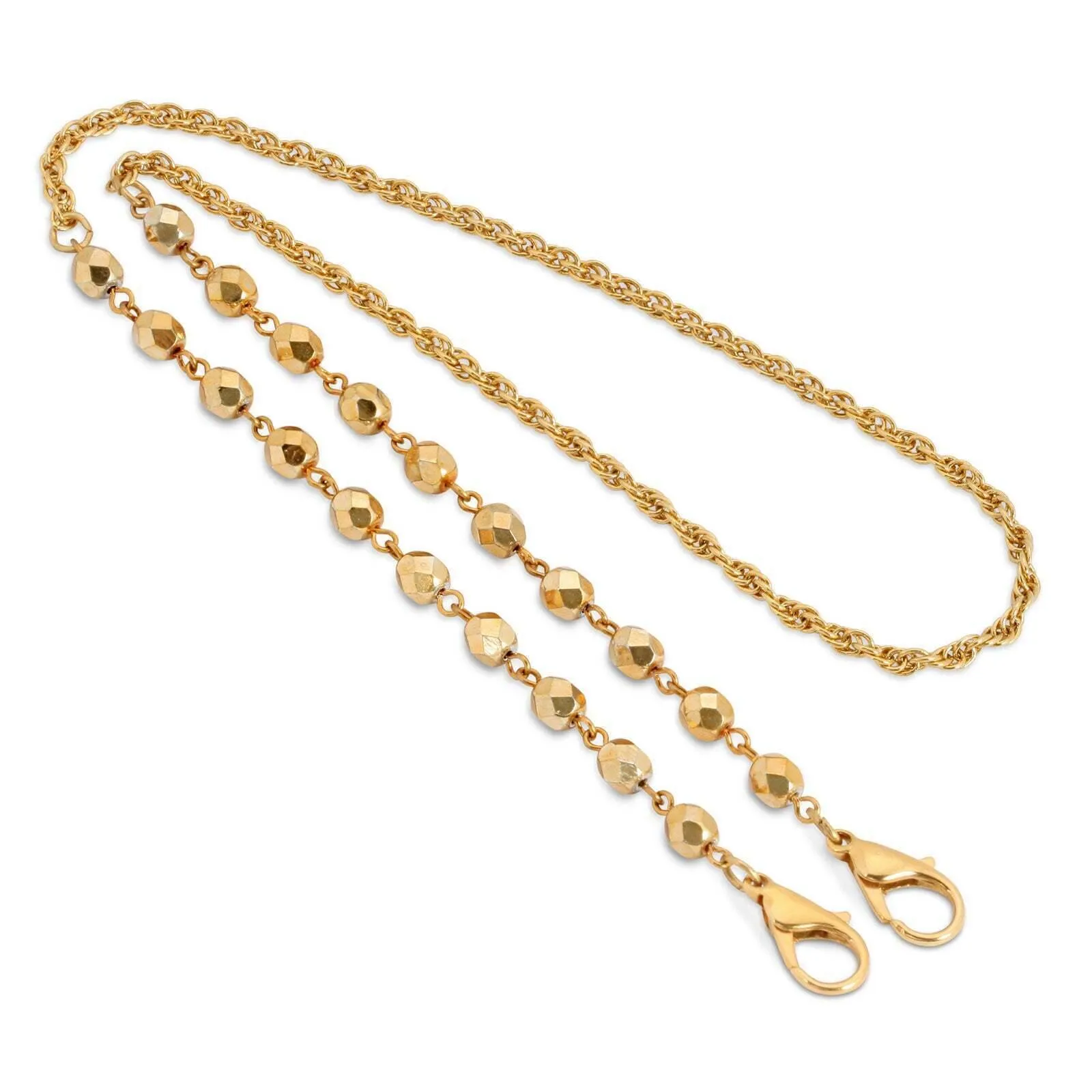 1928 Jewelry Gold Beaded Face Mask Chain Holder 22 Inches 1928 Jewelry