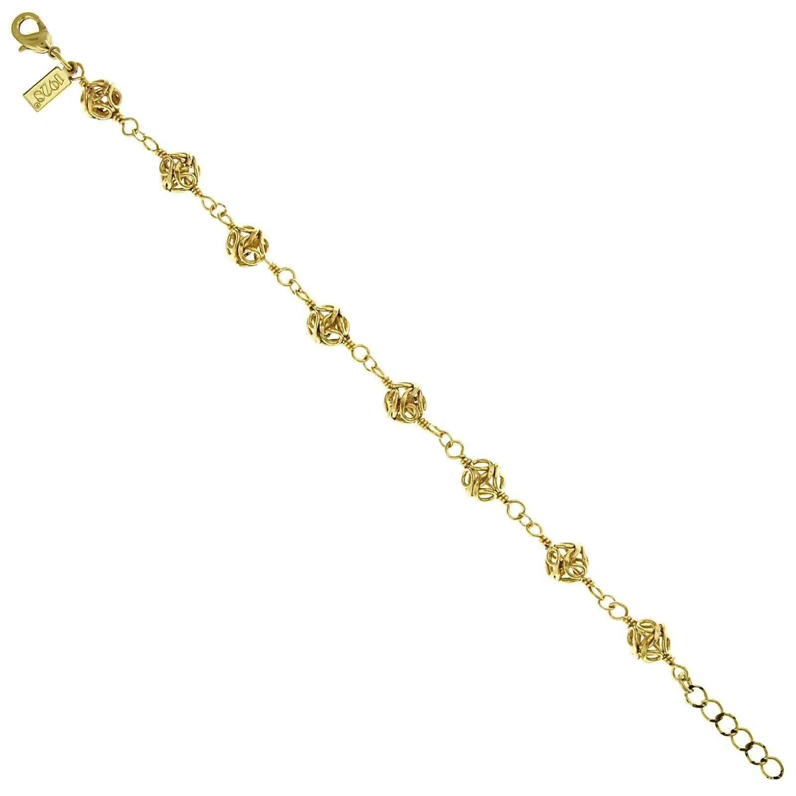 1928 Jewelry Gold Caged Filigree Beaded Bracelet 1928 Jewelry