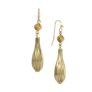 1928 Jewelry Gold Corrugated Textured Dangle Drop Earrings 1928 Jewelry