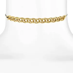 1928 Jewelry Gold Double Curb Chain Thin Leather Black Rope Choker Necklace 12"   5" Extender 1928 Jewelry
