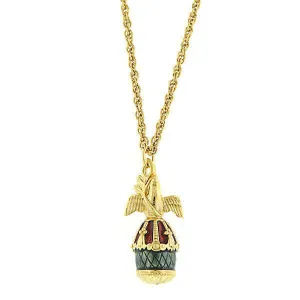1928 Jewelry Gold Dove Blue & Red Egg Pendant Necklace 24" 1928 Jewelry