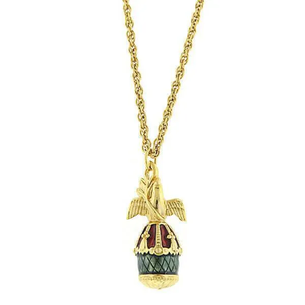 1928 Jewelry Gold Dove Blue & Red Egg Pendant Necklace 24" 1928 Jewelry