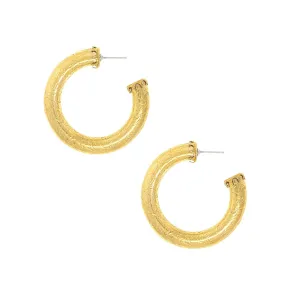 1928 Jewelry Gold Etched Vine Round Hoop Earrings 1928 Jewelry