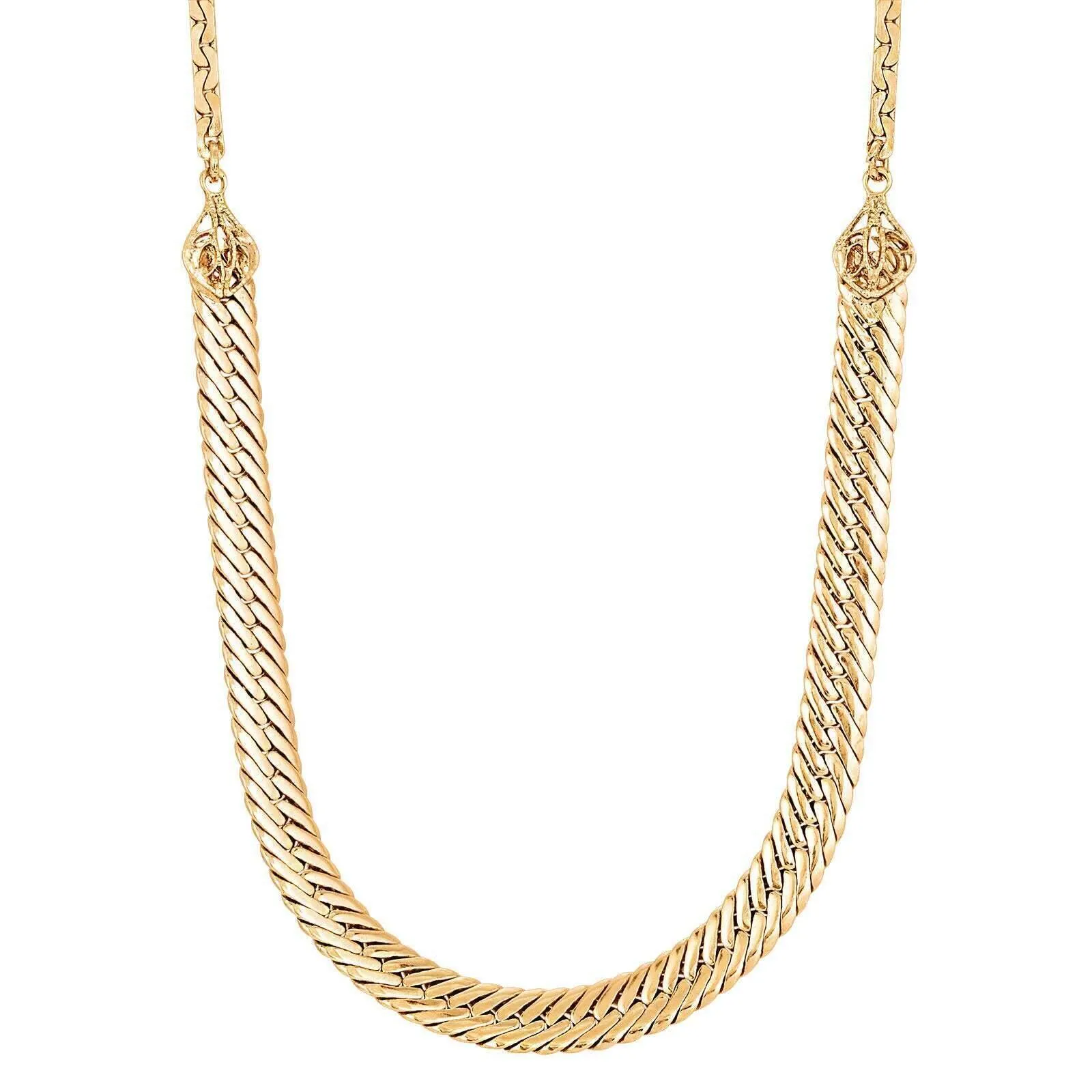 1928 Jewelry Gold Fancy & Swaged Chain Necklace 16"   3" Extender 1928 Jewelry
