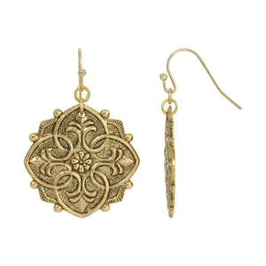 1928 Jewelry Gold Fleur De Lis Inspired Drop Earrings 1928 Jewelry