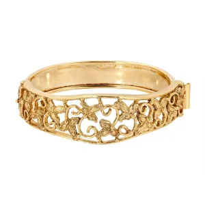 1928 Jewelry Gold Floral Hinge Bracelet 1928 Jewelry