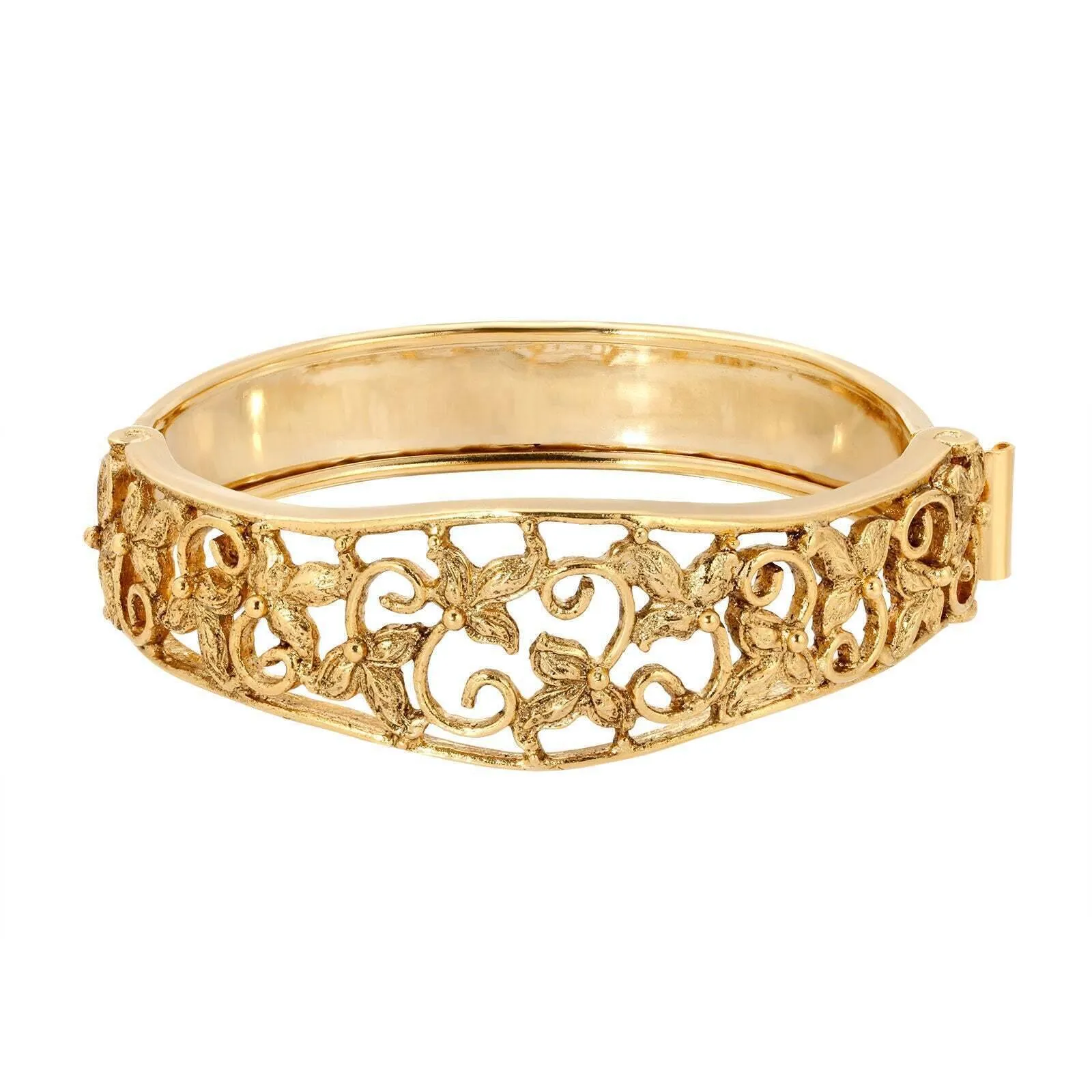 1928 Jewelry Gold Floral Hinge Bracelet 1928 Jewelry