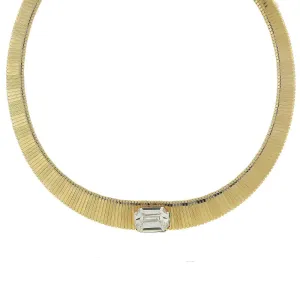 1928 Jewelry Gold Graduated Austrian Crystal Collar Necklace 18"   3" Extender 1928 Jewelry