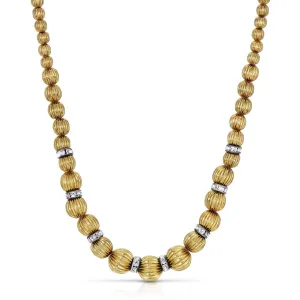 1928 Jewelry Gold Graduated Corrugated Beaded Necklace 16"   3" Extender 1928 Jewelry