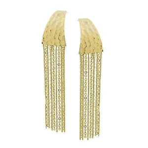 1928 Jewelry Gold Hammered Chain Linear Tassel Earrings 1928 Jewelry