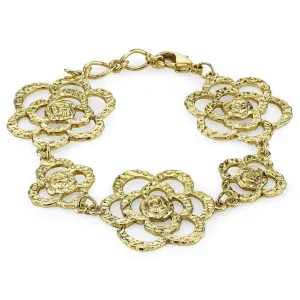 1928 Jewelry Gold Hammered Flower Bracelet 1928 Jewelry