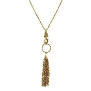 1928 Jewelry Gold Hand And Tassel Necklace 30" 1928 Jewelry