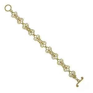 1928 Jewelry Gold Heart Filigree Toggle Bracelet 1928 Jewelry