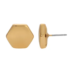 1928 Jewelry Gold Hexagon Post Button Earrings 1928 Jewelry