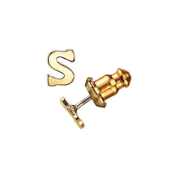 1928 Jewelry Gold Initial Button Earrings 1928 Jewelry