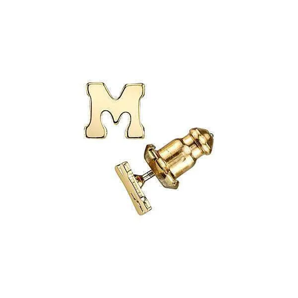 1928 Jewelry Gold Initial Button Earrings 1928 Jewelry