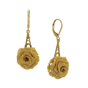 1928 Jewelry Gold Mesh Flower Drop Earrings 1928 Jewelry