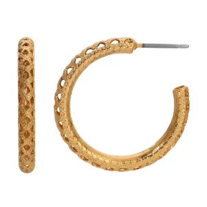 1928 Jewelry Gold Perforated Hoop Post Earrings 1928 Jewelry