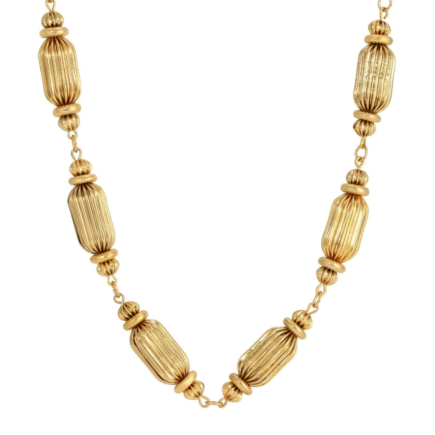 1928 Jewelry Gold Rondelle Glam Beads Link Necklace 16"   3" Extension 1928 Jewelry
