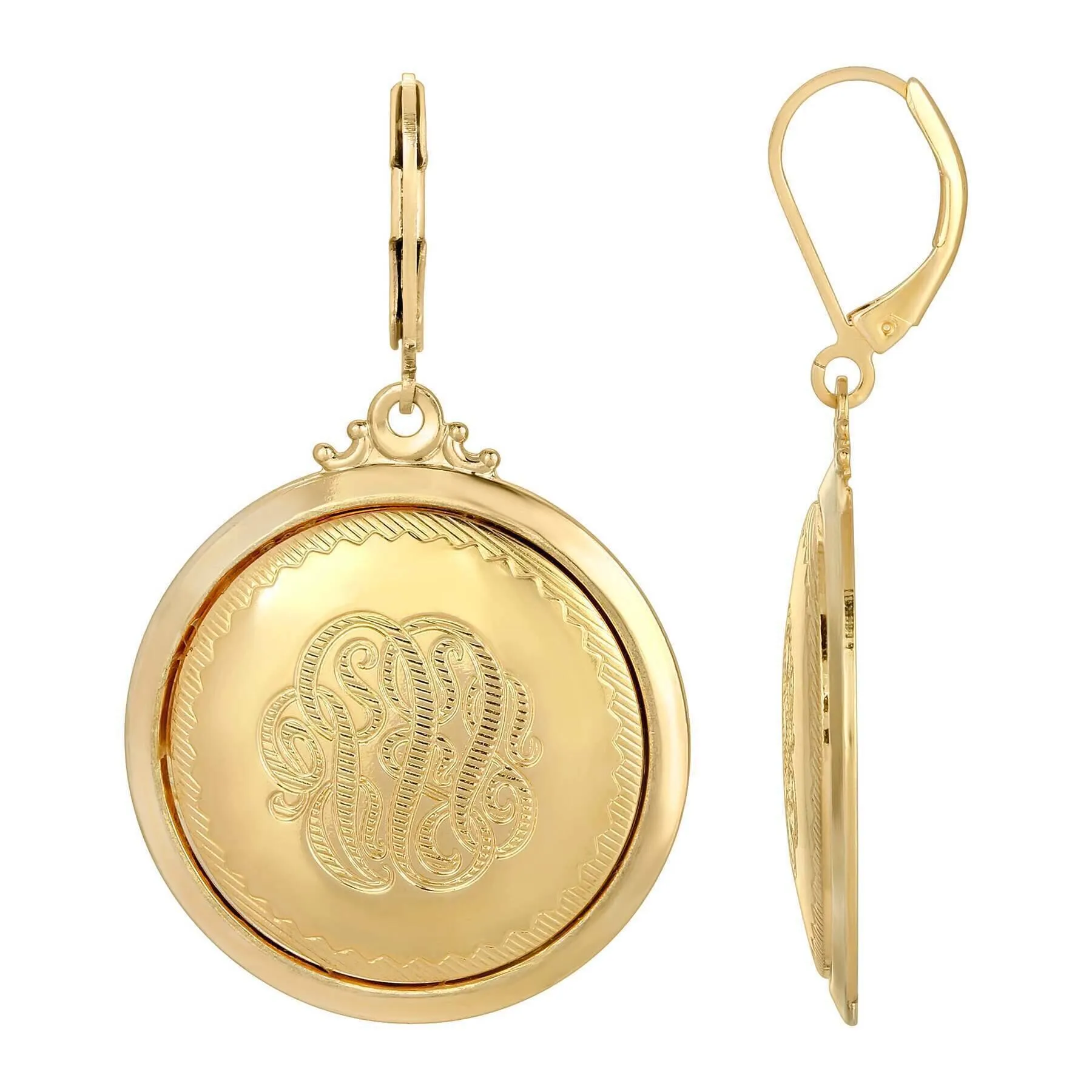 1928 Jewelry Gold Round Fancy Coin Drop Earrings 1928 Jewelry