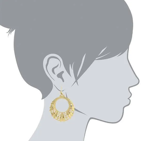 1928 Jewelry Gold Round Filigree Hoop Earrings 1928 Jewelry