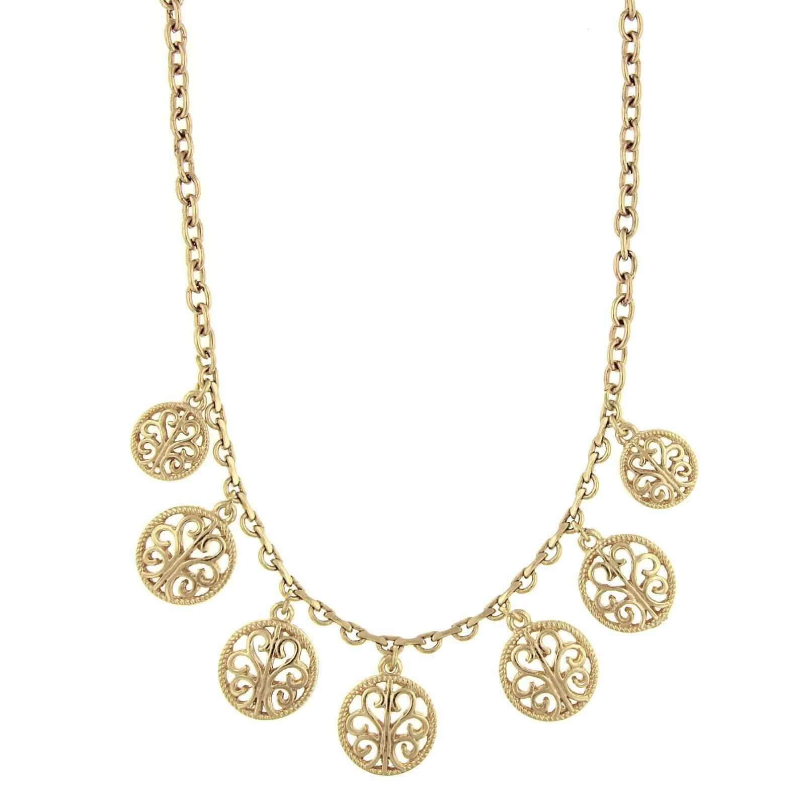 1928 Jewelry Gold Round Open Lattice Necklace 16"   3" Extender 1928 Jewelry