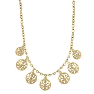 1928 Jewelry Gold Round Open Lattice Necklace 16"   3" Extender 1928 Jewelry