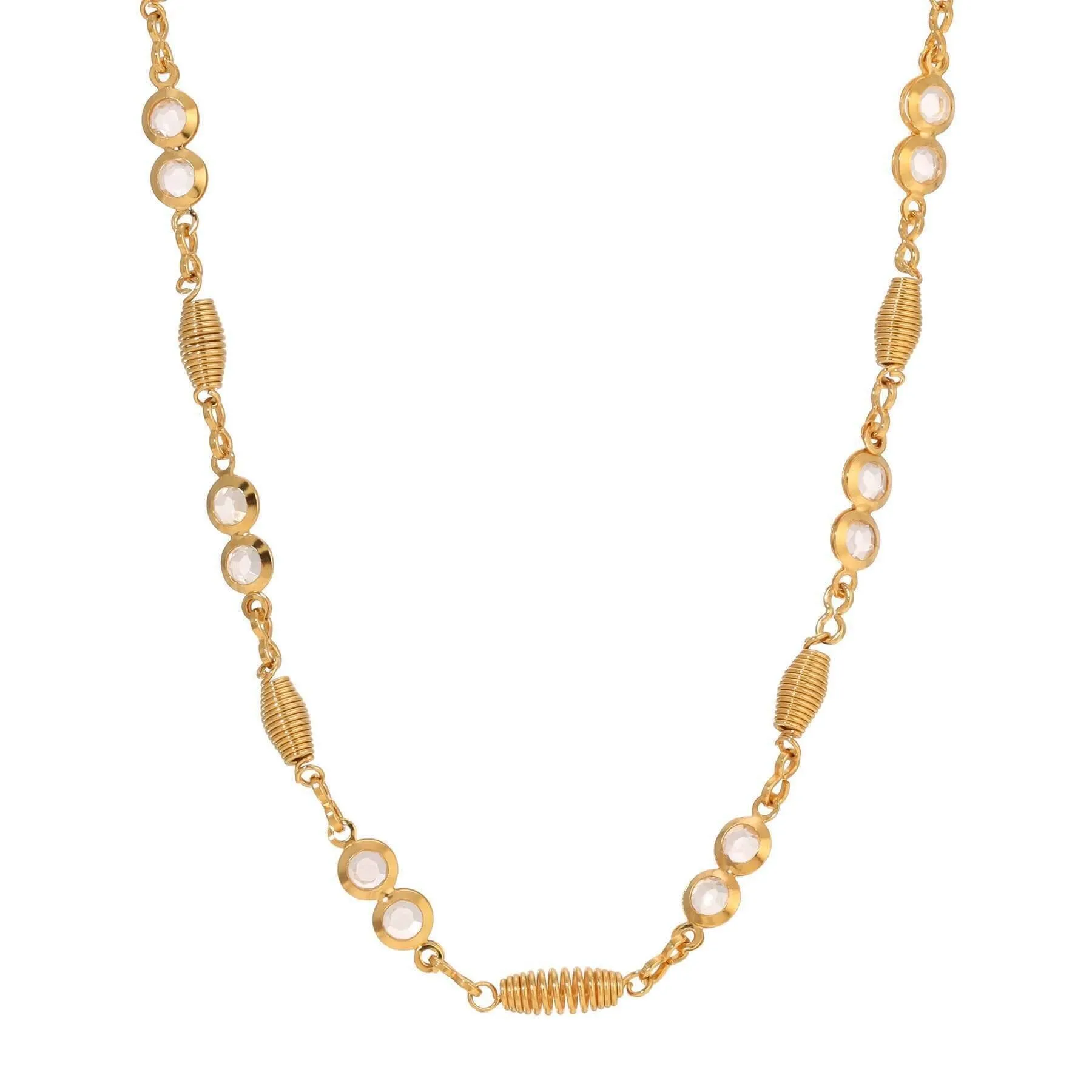 1928 Jewelry Gold Spring & Channel Crystal Link Chain Necklace 16" 1928 Jewelry
