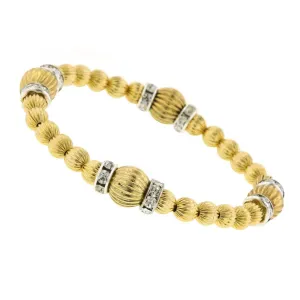 1928 Jewelry Gold Textured And Crystal Rondell Stretch Bracelet 1928 Jewelry