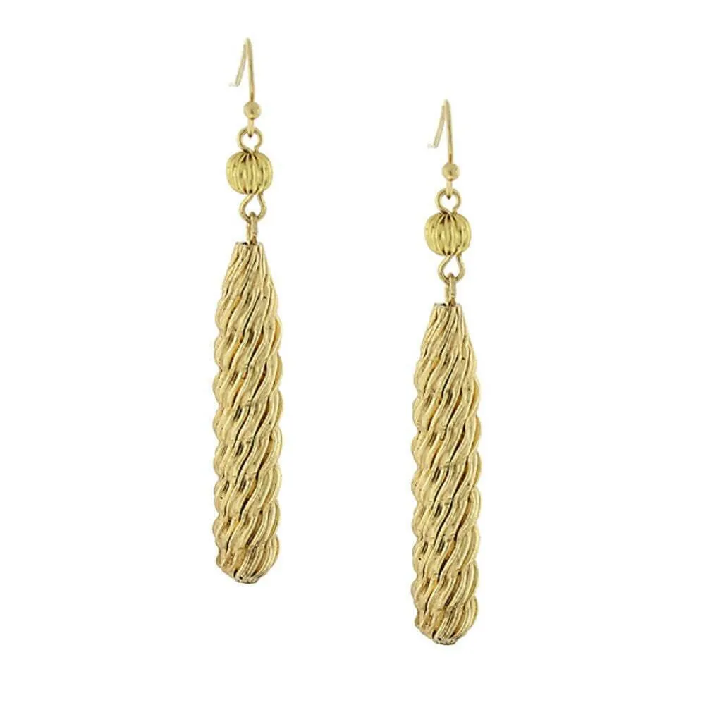1928 Jewelry Gold Textured Fluted Tube Dangle Earrings 1928 Jewelry