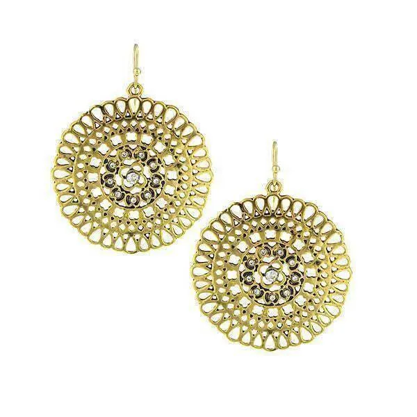 1928 Jewelry Gold-Tone Crystal Large Round Filigree Earrings 1928 Jewelry