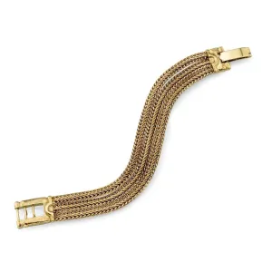 1928 Jewelry Gold Weave Three Strand Fox Link Bracelet 1928 Jewelry