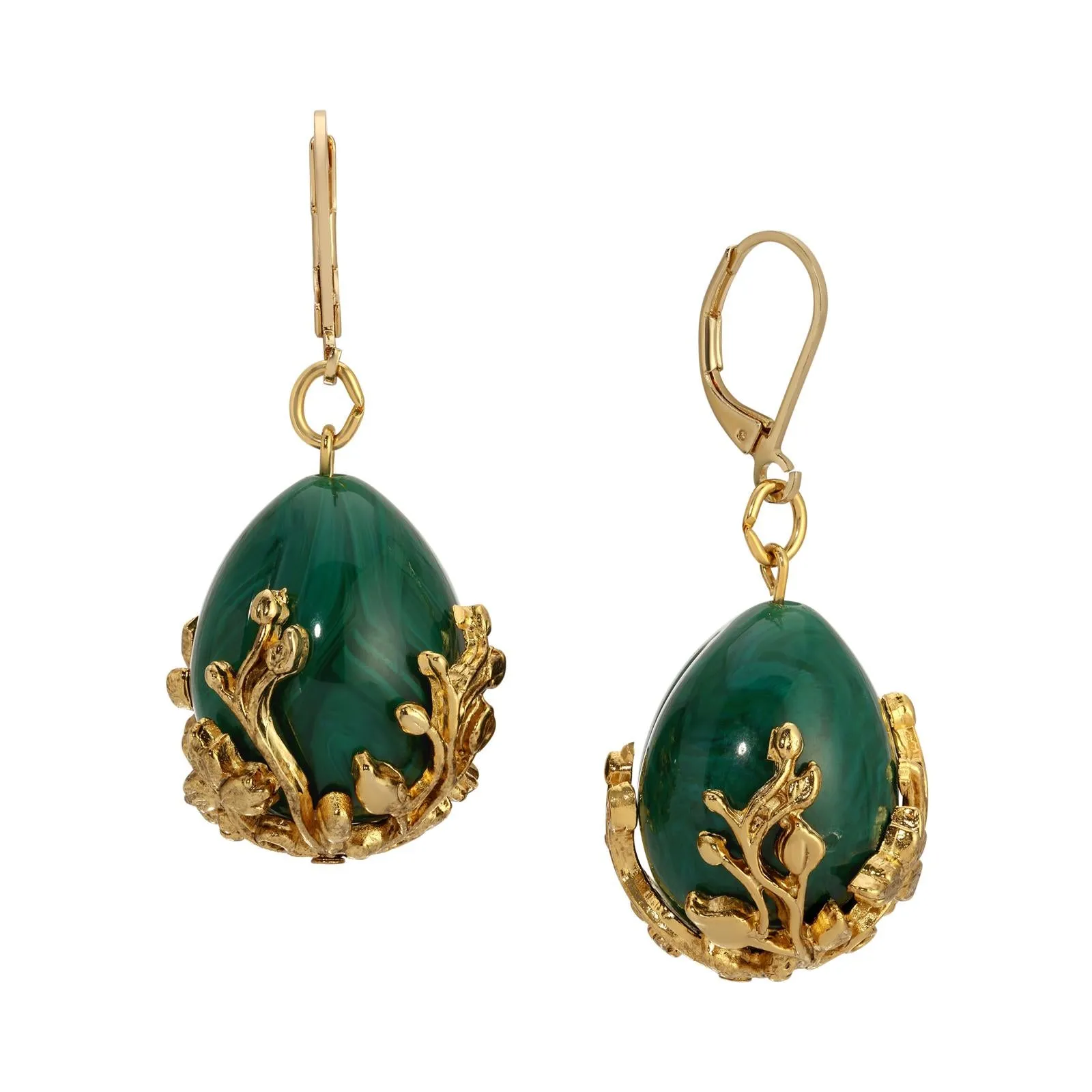 1928 Jewelry Golden Bloom Teardrop Stone Drop Earrings 1928 Jewelry