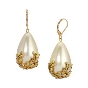 1928 Jewelry Golden Bloom Teardrop Stone Drop Earrings 1928 Jewelry