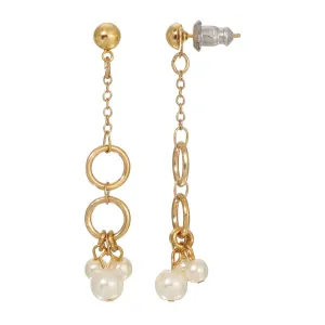 1928 Jewelry Golden Circles & Pearls Dangling Post Earrings 1928 Jewelry