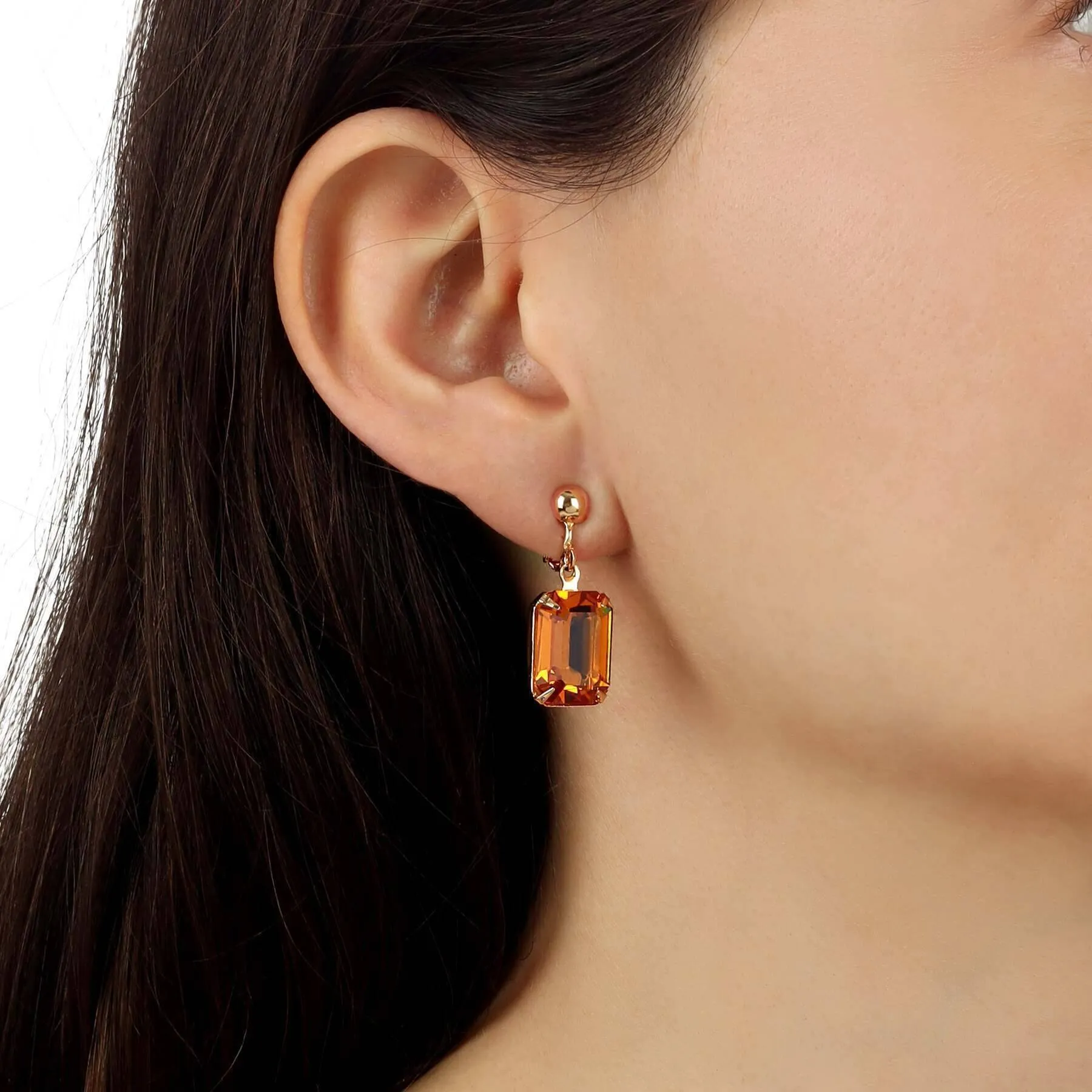 1928 Jewelry Golden Elegance Topaz Austrian Crystal Clip On Earrings 1928 Jewelry
