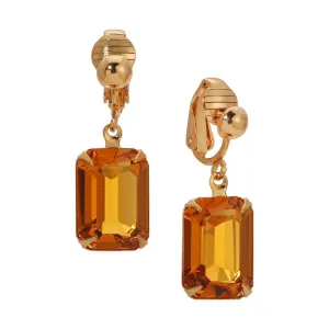1928 Jewelry Golden Elegance Topaz Austrian Crystal Clip On Earrings 1928 Jewelry