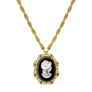 1928 Jewelry Golden Era Noir Et Clair Cameo Necklace 16"   3" Extension 1928 Jewelry