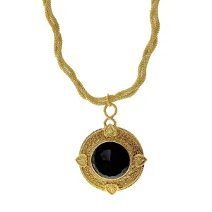 1928 Jewelry Golden Era Noir Et Clair Jet Black Stone Necklace 1928 Jewelry