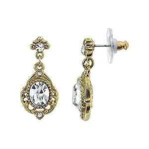 1928 Jewelry Golden Glitz Oval Crystal Drop Earrings 1928 Jewelry
