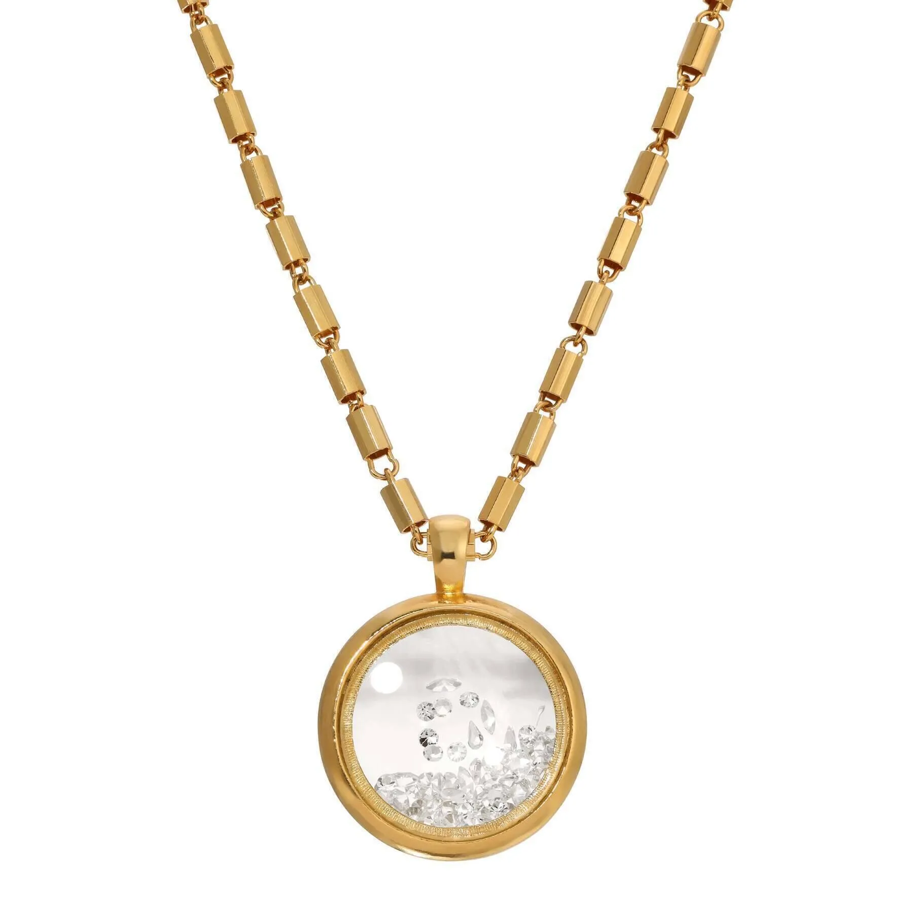1928 Jewelry Golden Luxe Round Magnifier Crystal Pendant Necklace 30" - Magnification Power 2-3 1928 Jewelry