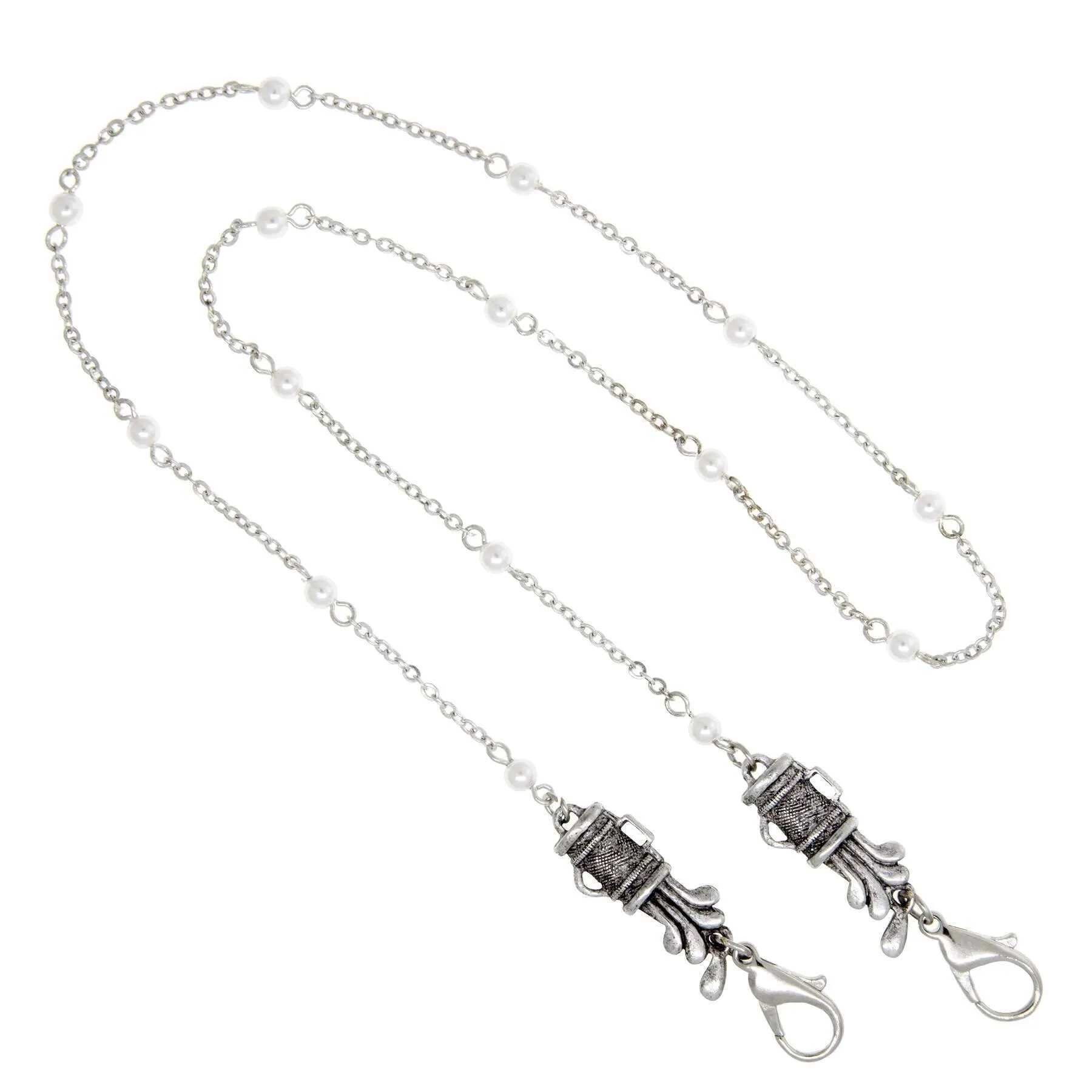1928 Jewelry Golf Club Set White Faux Pearl Face Mask Chain Holder 22 Inches 1928 Jewelry