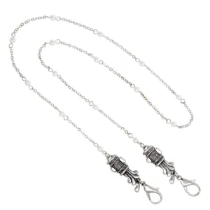 1928 Jewelry Golf Club Set White Faux Pearl Face Mask Chain Holder 22 Inches 1928 Jewelry