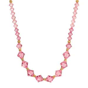 1928 Jewelry Graduated Austrian Pink Lantern Crystal Necklace 15"  3" Extender 1928 Jewelry