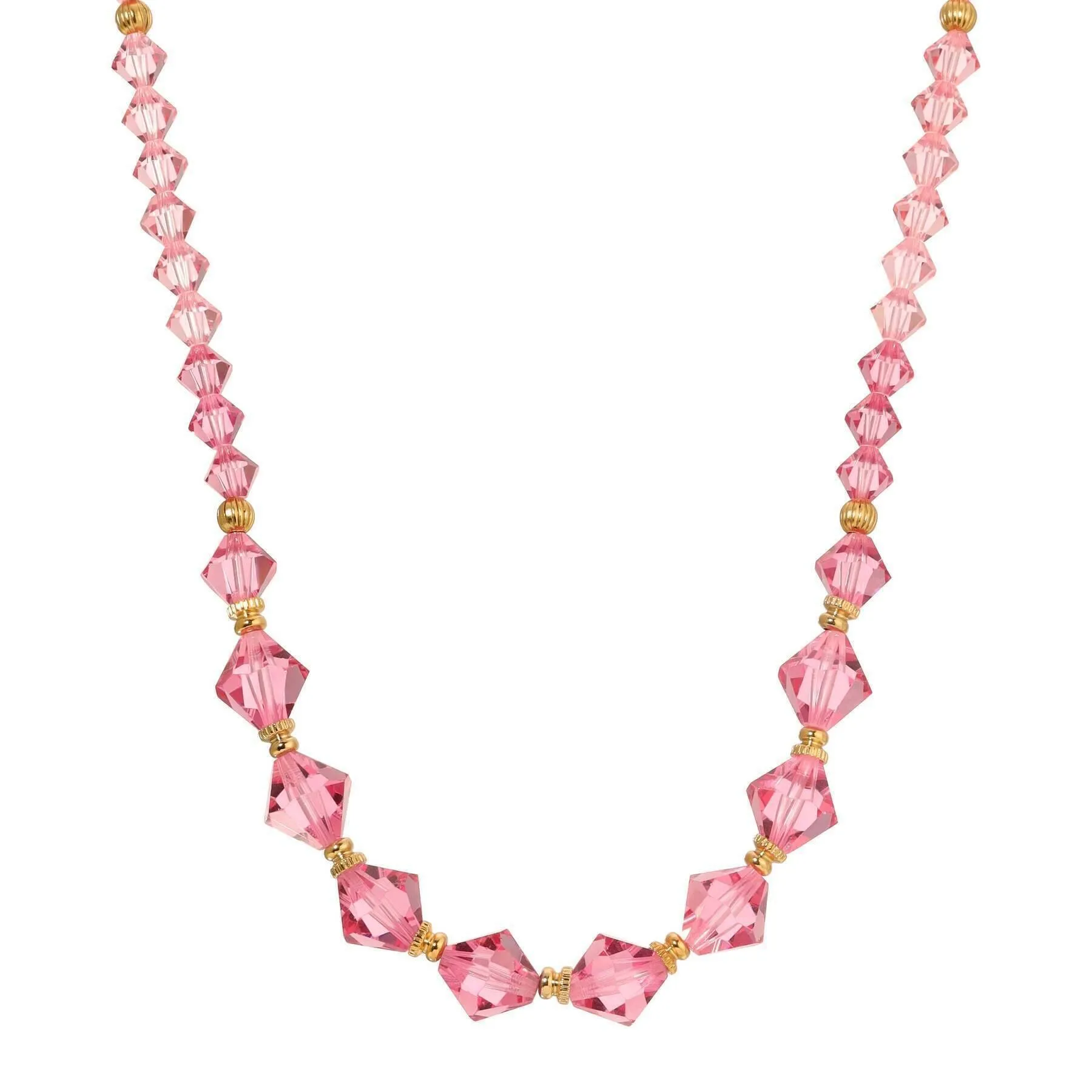 1928 Jewelry Graduated Austrian Pink Lantern Crystal Necklace 15"  3" Extender 1928 Jewelry
