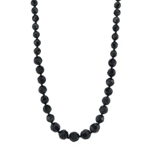 1928 Jewelry Graduated Black Glass Beaded Necklace 15"   3" Extender 1928 Jewelry
